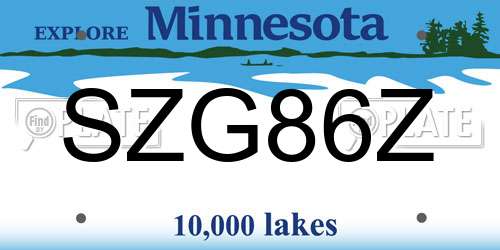 SZG86Z Minnesota License Plate