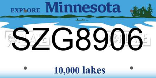 SZG8906 Minnesota License Plate