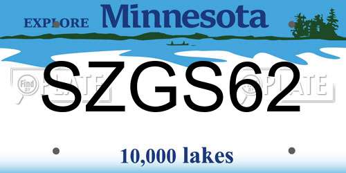 SZGS62 Minnesota License Plate