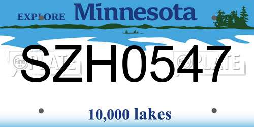 SZH0547 Minnesota License Plate