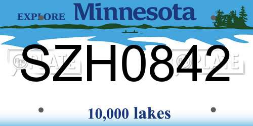 SZH0842 Minnesota License Plate