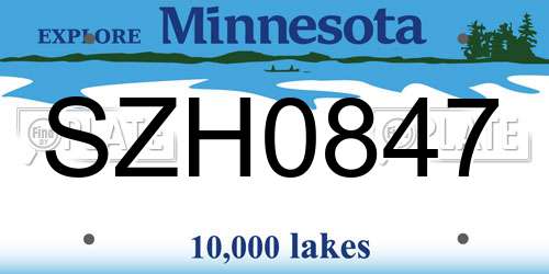 SZH0847 Minnesota License Plate