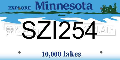 SZI254 Minnesota License Plate
