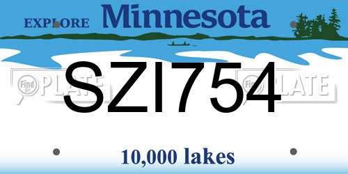 SZI754 Minnesota License Plate