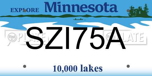 SZI75A Minnesota License Plate