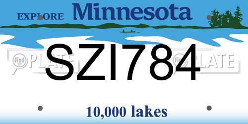 SZI784 Minnesota License Plate