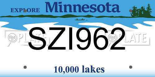 SZI962 Minnesota License Plate