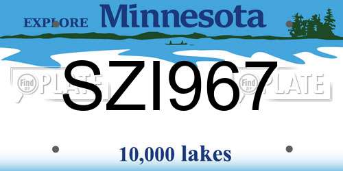 SZI967 Minnesota License Plate
