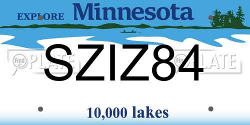 SZIZ84 Minnesota License Plate
