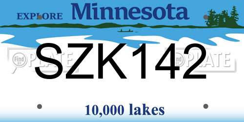 SZK142 Minnesota License Plate