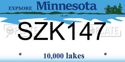 SZK147 Minnesota License Plate