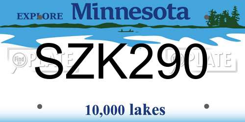SZK290 Minnesota License Plate