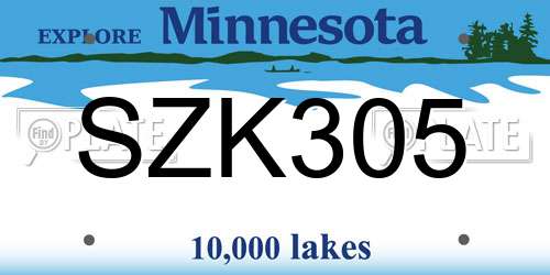 SZK305 Minnesota License Plate