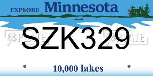 SZK329 Minnesota License Plate