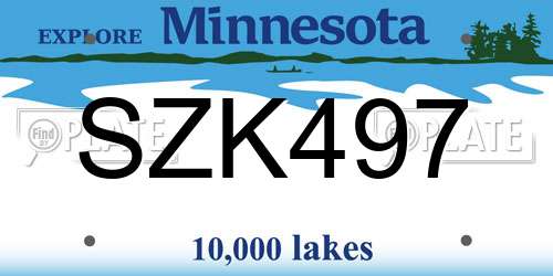 SZK497 Minnesota License Plate