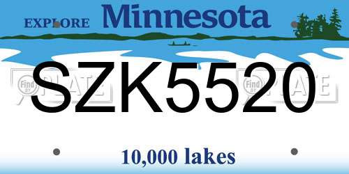 SZK5520 Minnesota License Plate