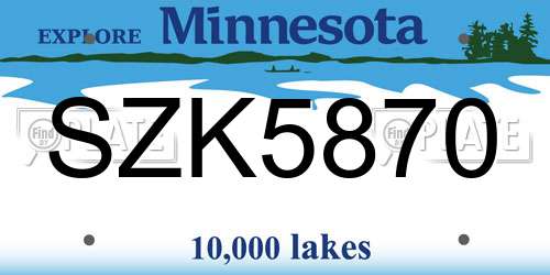 SZK5870 Minnesota License Plate