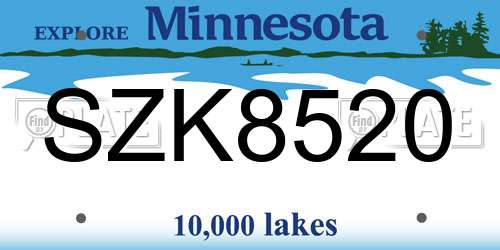 SZK8520 Minnesota License Plate