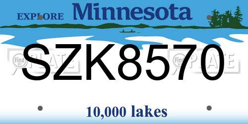 SZK8570 Minnesota License Plate