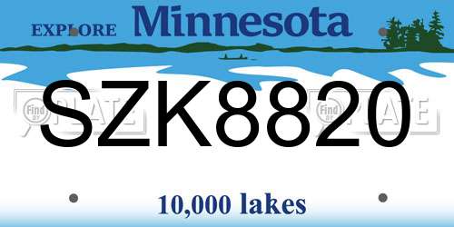 SZK8820 Minnesota License Plate