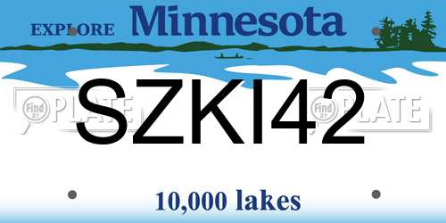 SZKI42 Minnesota License Plate