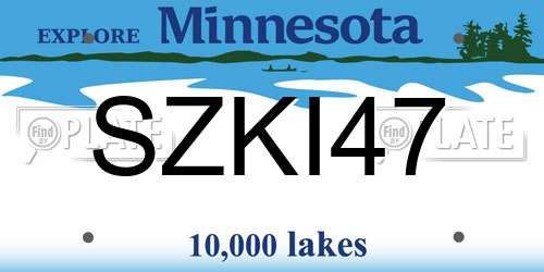 SZKI47 Minnesota License Plate