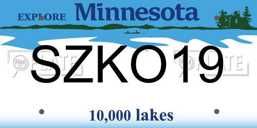 SZKO19 Minnesota License Plate
