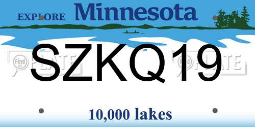 SZKQ19 Minnesota License Plate