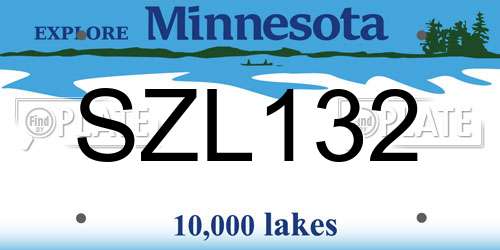 SZL132 Minnesota License Plate