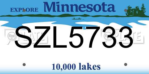 SZL5733 Minnesota License Plate