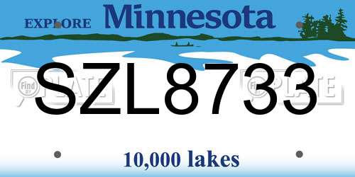 SZL8733 Minnesota License Plate
