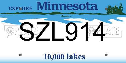 SZL914 Minnesota License Plate