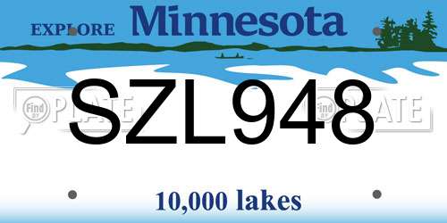SZL948 Minnesota License Plate