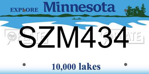 SZM434 Minnesota License Plate