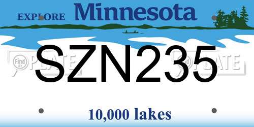 SZN235 Minnesota License Plate