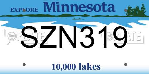 SZN319 Minnesota License Plate