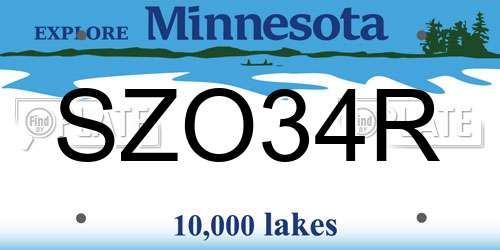 SZO34R Minnesota License Plate