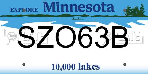 SZO63B Minnesota License Plate