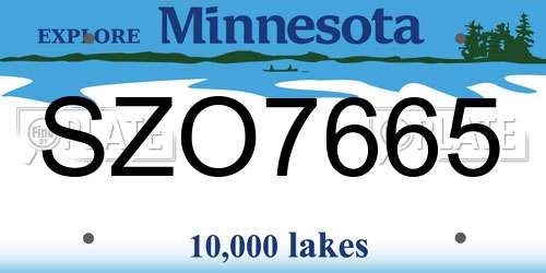 SZO7665 Minnesota License Plate