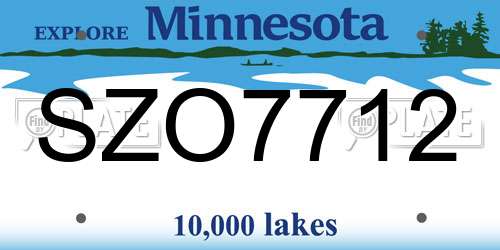 SZO7712 Minnesota License Plate