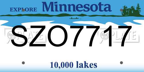 SZO7717 Minnesota License Plate