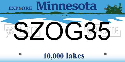 SZOG35 Minnesota License Plate