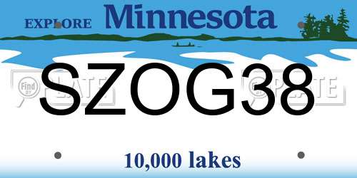 SZOG38 Minnesota License Plate