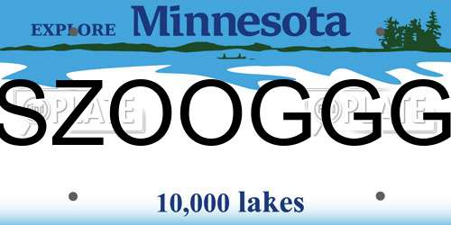 SZOOGGG Minnesota License Plate
