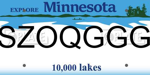 SZOQGGG Minnesota License Plate