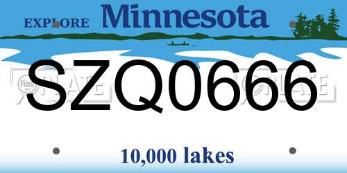 SZQ0666 Minnesota License Plate