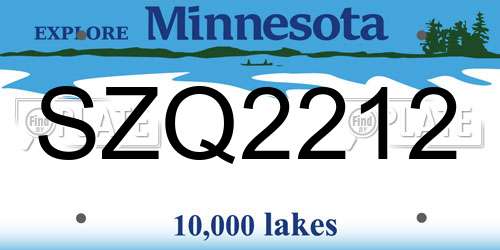 SZQ2212 Minnesota License Plate