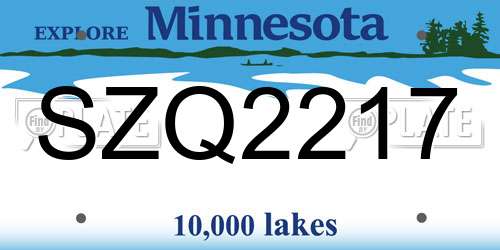 SZQ2217 Minnesota License Plate