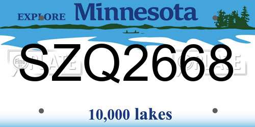 SZQ2668 Minnesota License Plate