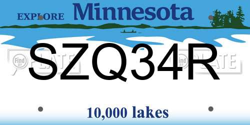 SZQ34R Minnesota License Plate